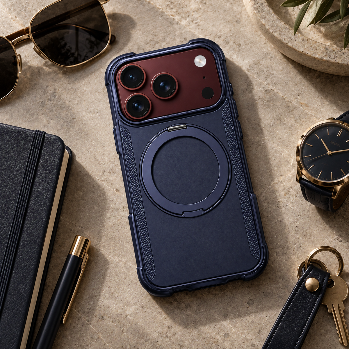 Premium iPhone Case MagSafe Magnetic 360 Ring Stand Foldable Cover Full Protection Fingerprint Resistant Shockproof Bumper Slim Durable Phone Cover Case