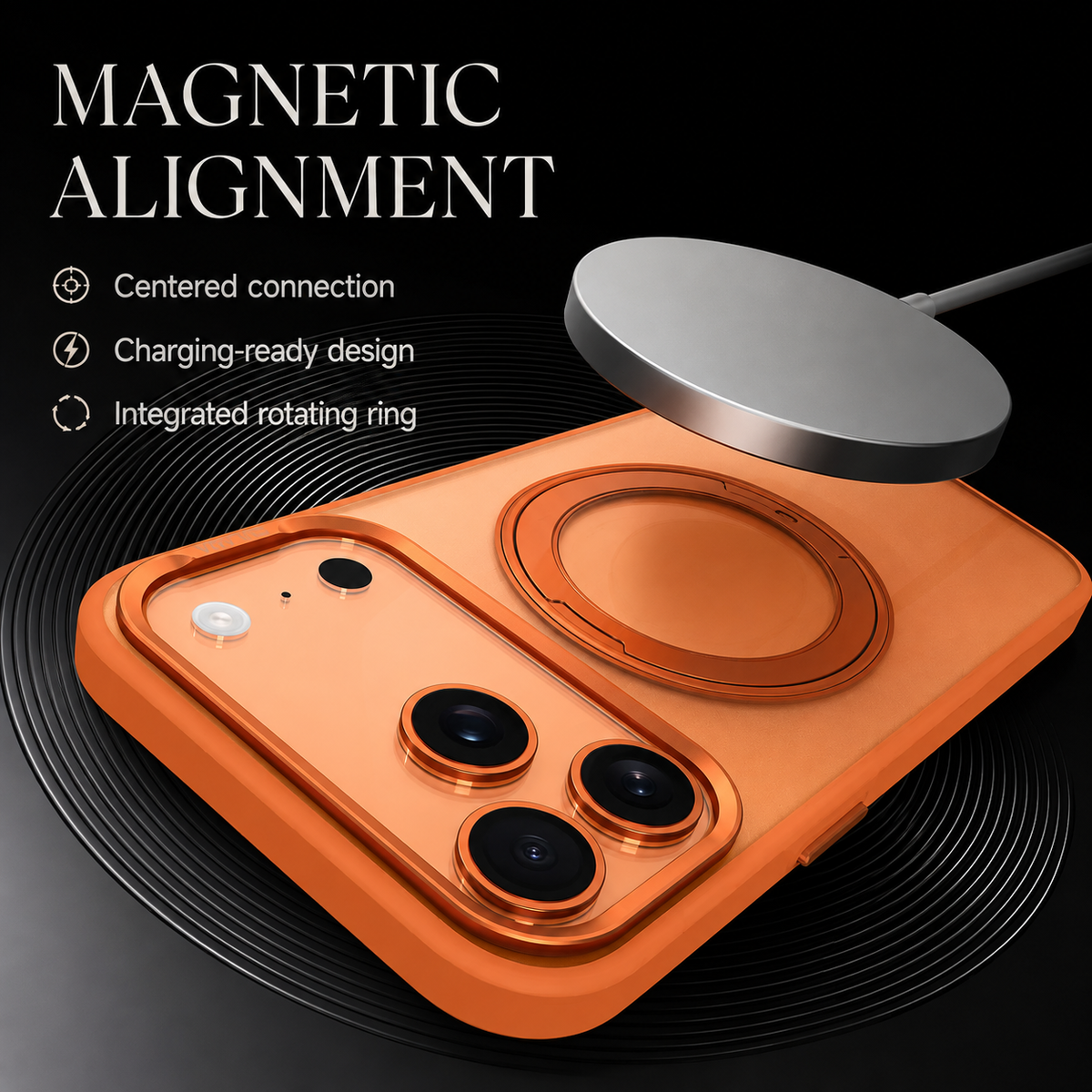 Premium iPhone Case MagSafe Magnetic 360 Rotating Stand Metal Lens Guard Skin Feel Shockproof Slim Fit Anti Drop Non Slip Durable Protective Phone Cover Case