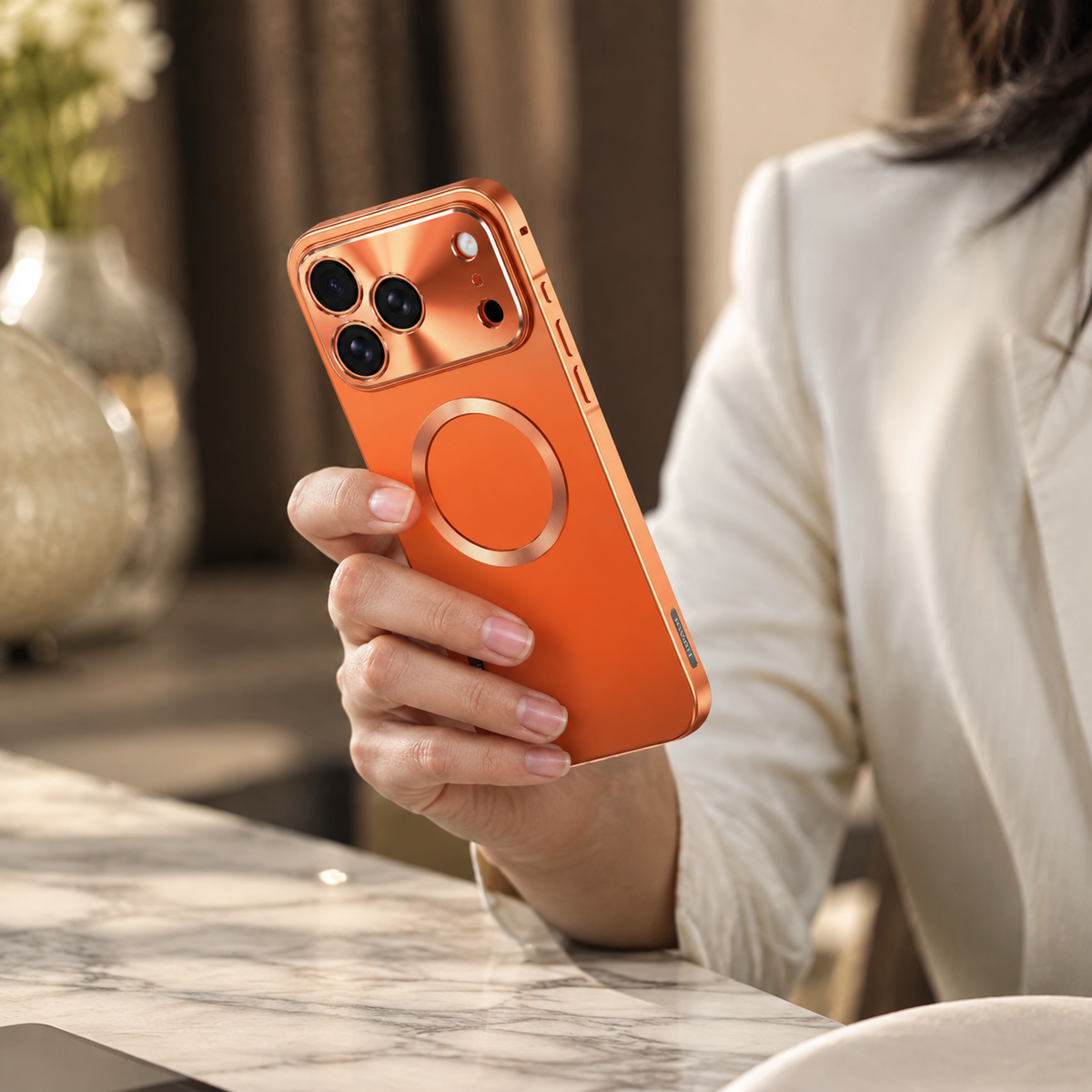 Premium iPhone Case MagSafe Magnetic Aluminum Frame Frosted Matte Back Shockproof Cover Camera Lens Protection Ultra Thin Slim Lightweight Full Guard