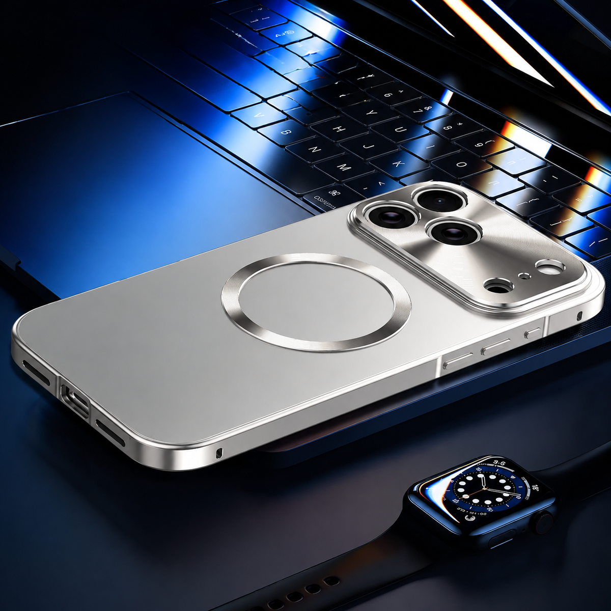 Premium iPhone Case MagSafe Magnetic Aluminum Frame Frosted Matte Back Shockproof Cover Camera Lens Protection Ultra Thin Slim Lightweight Full Guard