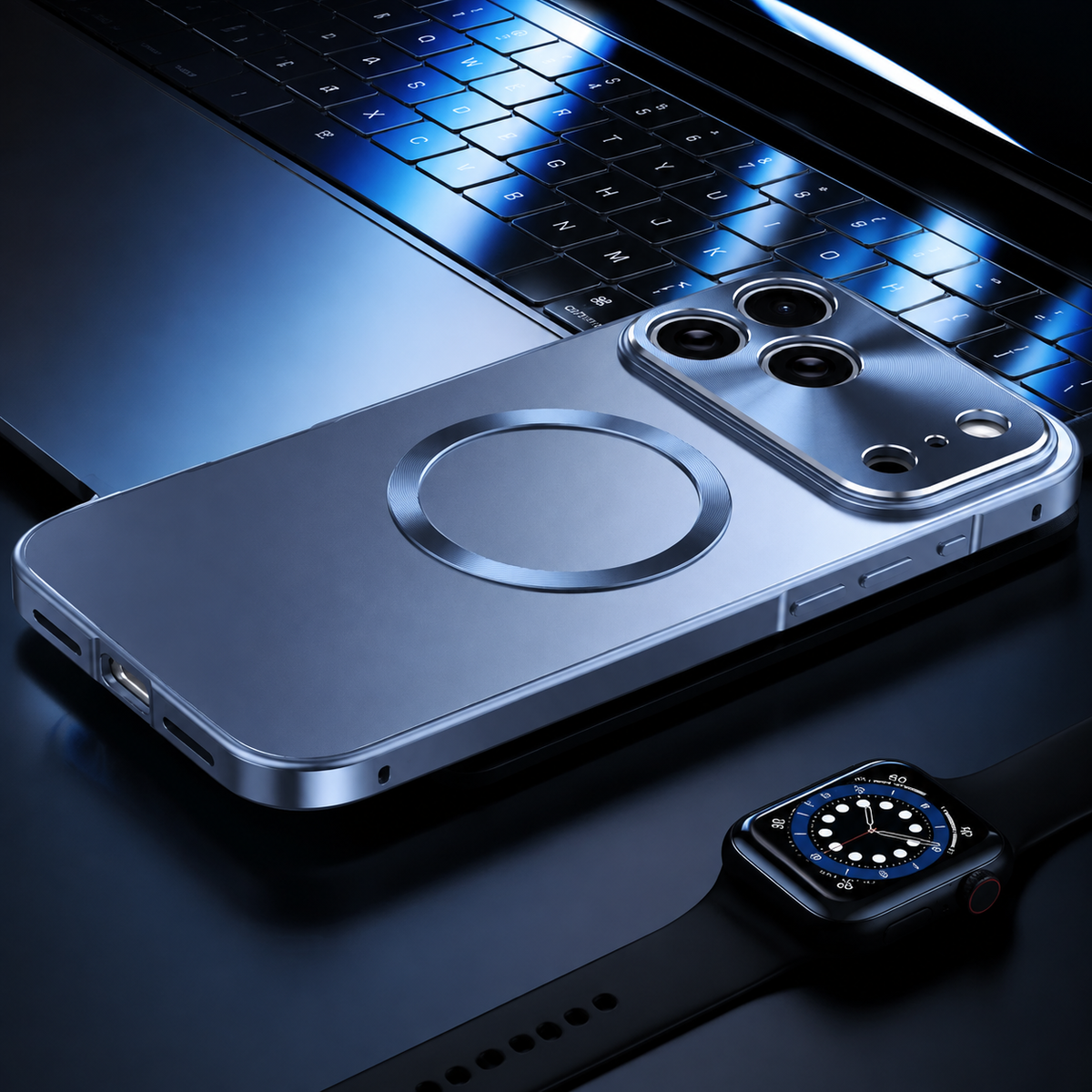 Premium iPhone Case MagSafe Magnetic Aluminum Frame Frosted Matte Back Shockproof Cover Camera Lens Protection Ultra Thin Slim Lightweight Full Guard