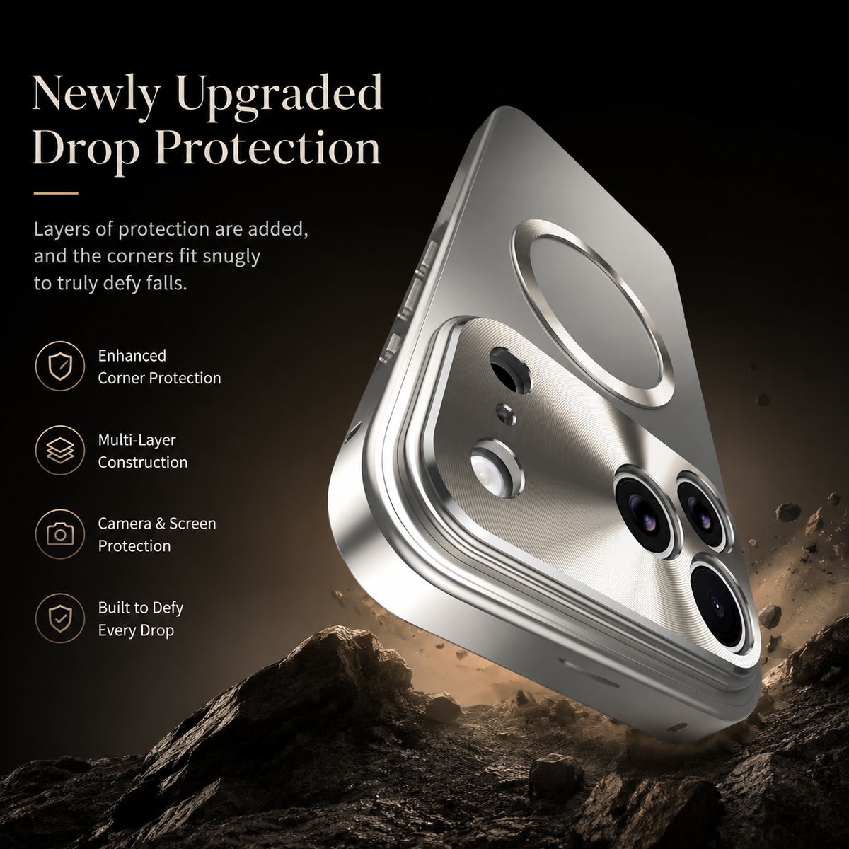 Premium iPhone Case MagSafe Magnetic Aluminum Frame Frosted Matte Back Shockproof Cover Camera Lens Protection Ultra Thin Slim Lightweight Full Guard