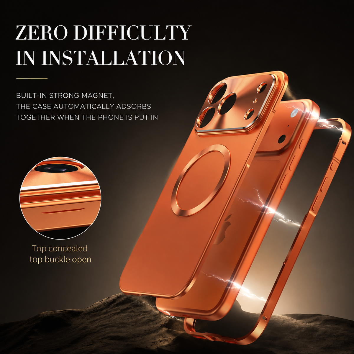 Premium iPhone Case MagSafe Magnetic Aluminum Frame Frosted Matte Back Shockproof Cover Camera Lens Protection Ultra Thin Slim Lightweight Full Guard