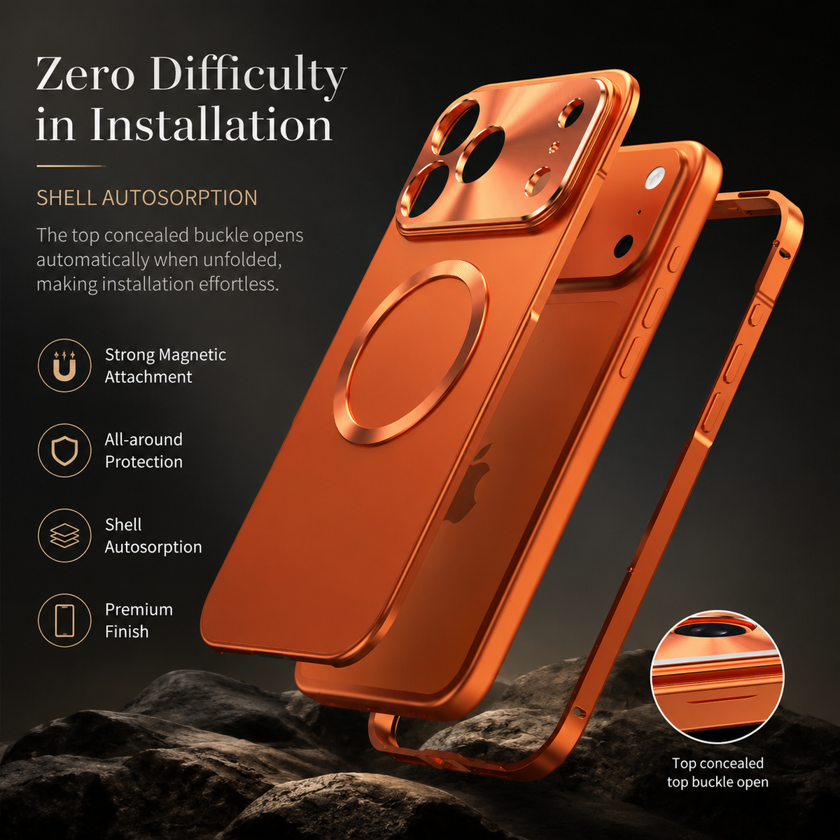 Premium iPhone Case MagSafe Magnetic Aluminum Frame Frosted Matte Back Shockproof Cover Camera Lens Protection Ultra Thin Slim Lightweight Full Guard