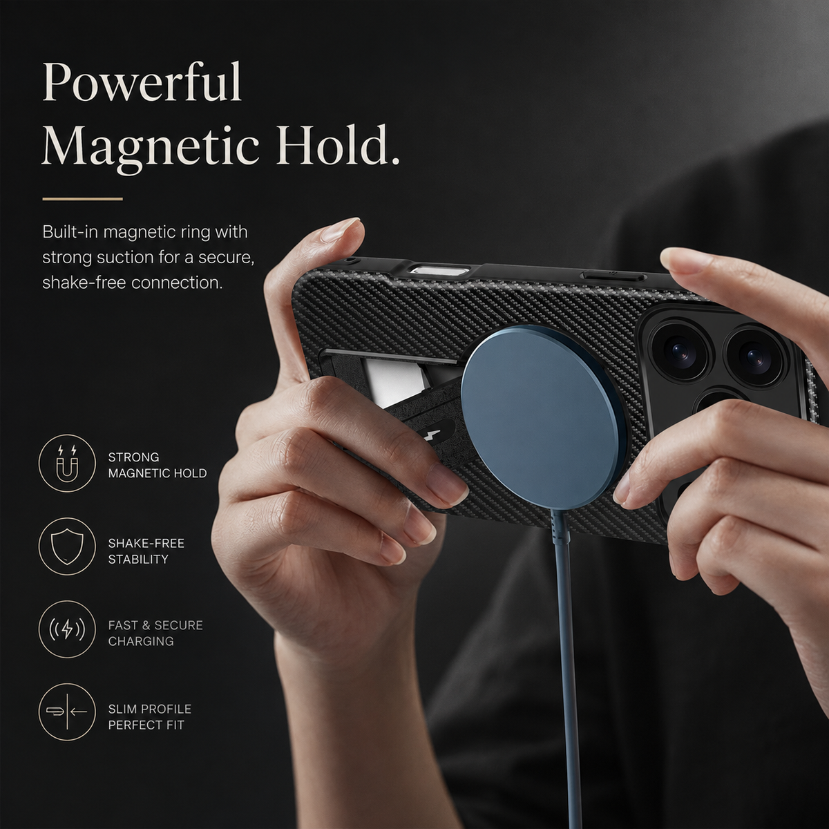 Premium iPhone Case MagSafe Magnetic Armor Carbon Fiber Shockproof PC TPU Ring Stand Kickstand Anti Scratch Non Slip Heavy Duty Full Coverage Cover