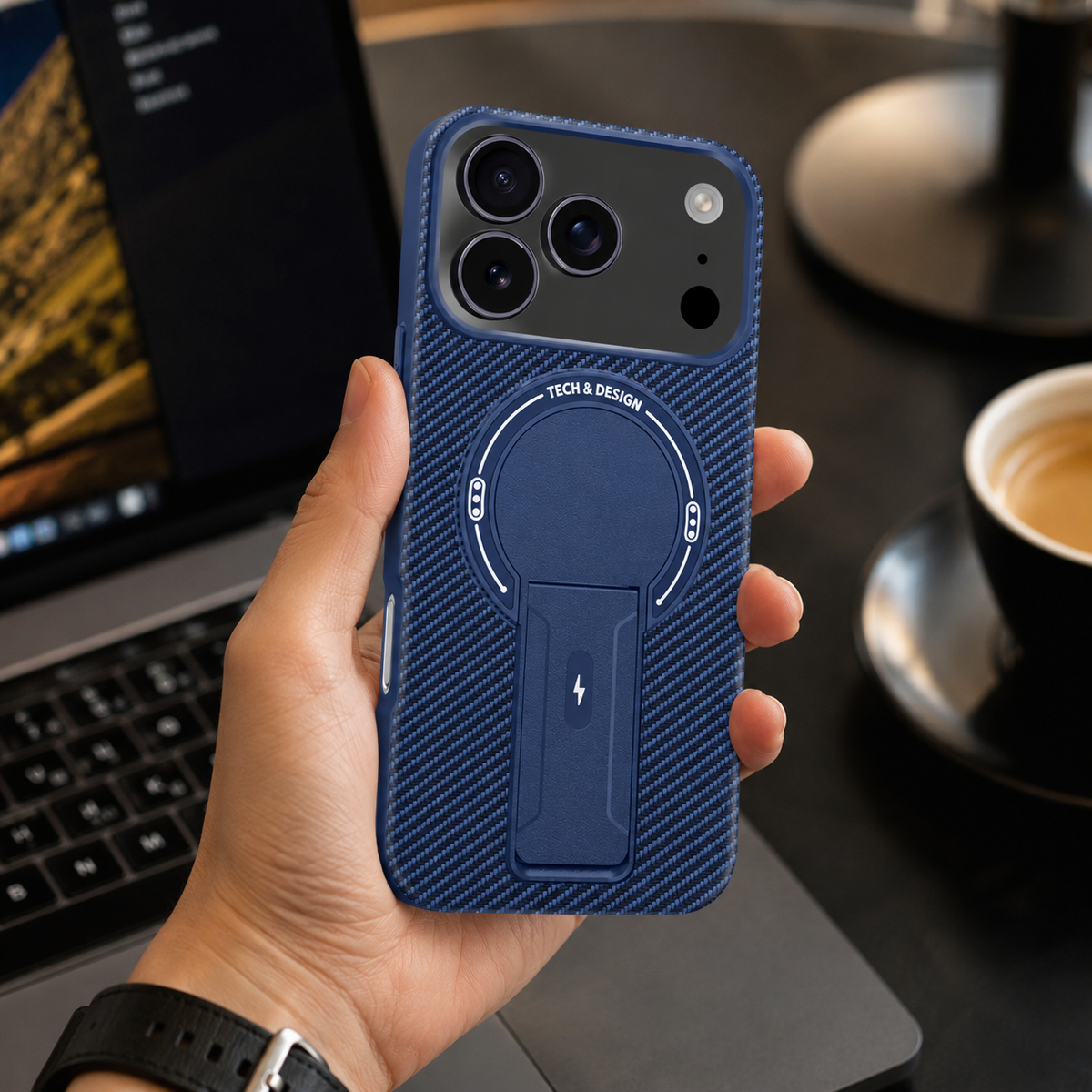 Premium iPhone Case MagSafe Magnetic Armor Carbon Fiber Shockproof PC TPU Ring Stand Kickstand Anti Scratch Non Slip Heavy Duty Full Coverage Cover