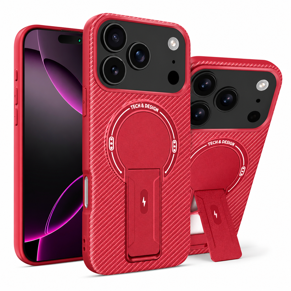 Premium iPhone Case MagSafe Magnetic Armor Carbon Fiber Shockproof PC TPU Ring Stand Kickstand Anti Scratch Non Slip Heavy Duty Full Coverage Cover
