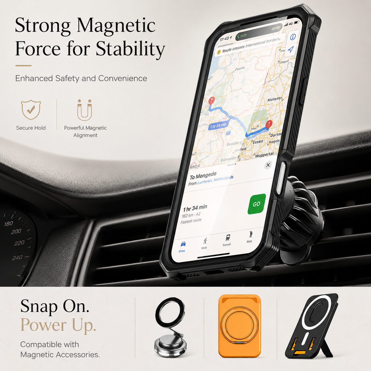 Premium iPhone Case MagSafe Magnetic Armor Metal Stand Shockproof PC TPU Dual Layer Heavy Duty Anti Scratch Matte Non Slip Protective Bumper Cover