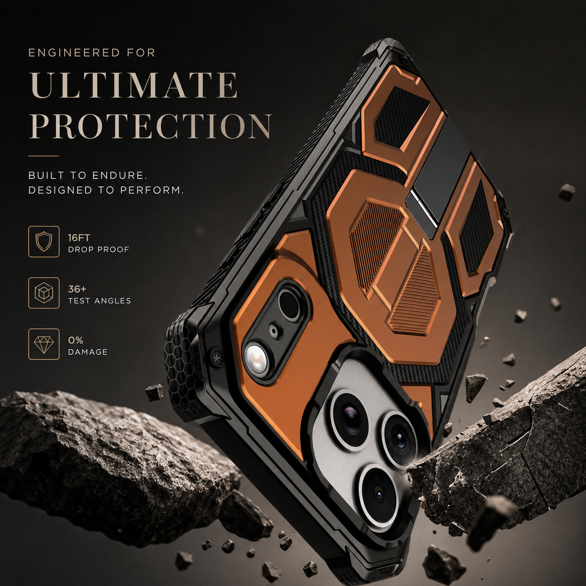 Premium iPhone Case MagSafe Magnetic Armor Metal Stand Shockproof PC TPU Dual Layer Heavy Duty Anti Scratch Matte Non Slip Protective Bumper Cover