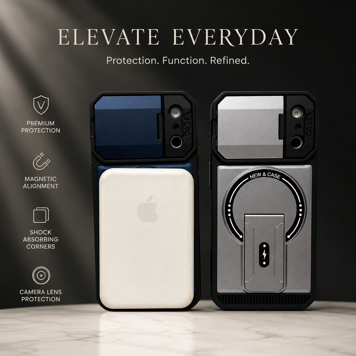 Premium iPhone Case MagSafe Magnetic Bracket Stand Camera Lens Protection Shockproof Silicone Protective Cover Non Slip Slim Reinforced Bumper Case