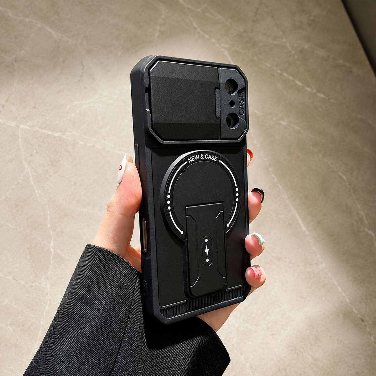 Premium iPhone Case MagSafe Magnetic Bracket Stand Camera Lens Protection Shockproof Silicone Protective Cover Non Slip Slim Reinforced Bumper Case