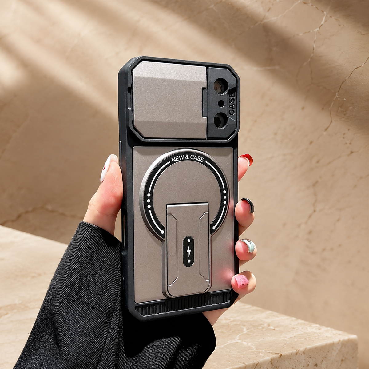 Premium iPhone Case MagSafe Magnetic Bracket Stand Camera Lens Protection Shockproof Silicone Protective Cover Non Slip Slim Reinforced Bumper Case