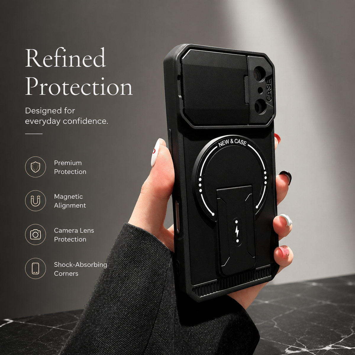 Premium iPhone Case MagSafe Magnetic Bracket Stand Camera Lens Protection Shockproof Silicone Protective Cover Non Slip Slim Reinforced Bumper Case