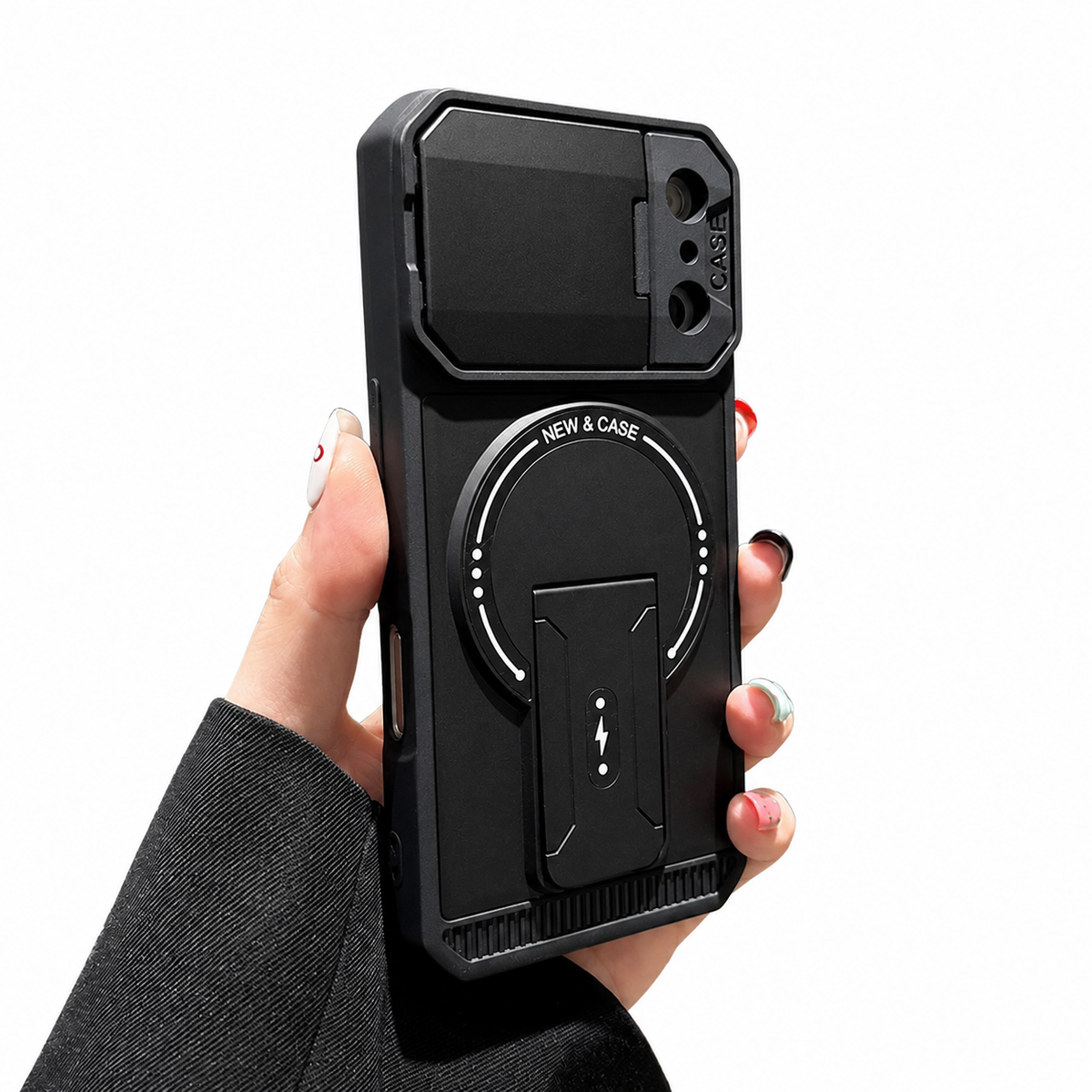 Premium iPhone Case MagSafe Magnetic Bracket Stand Camera Lens Protection Shockproof Silicone Protective Cover Non Slip Slim Reinforced Bumper Case