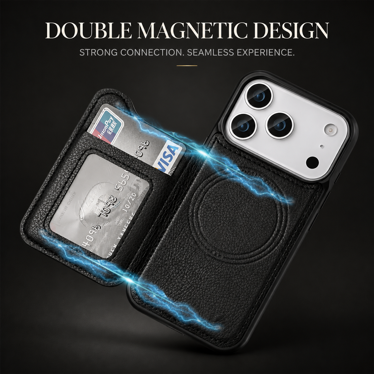 Premium iPhone Case MagSafe Magnetic Flip Wallet Leather Card Holder Shockproof Protective Cover Anti Fingerprint Full Access Slim Design