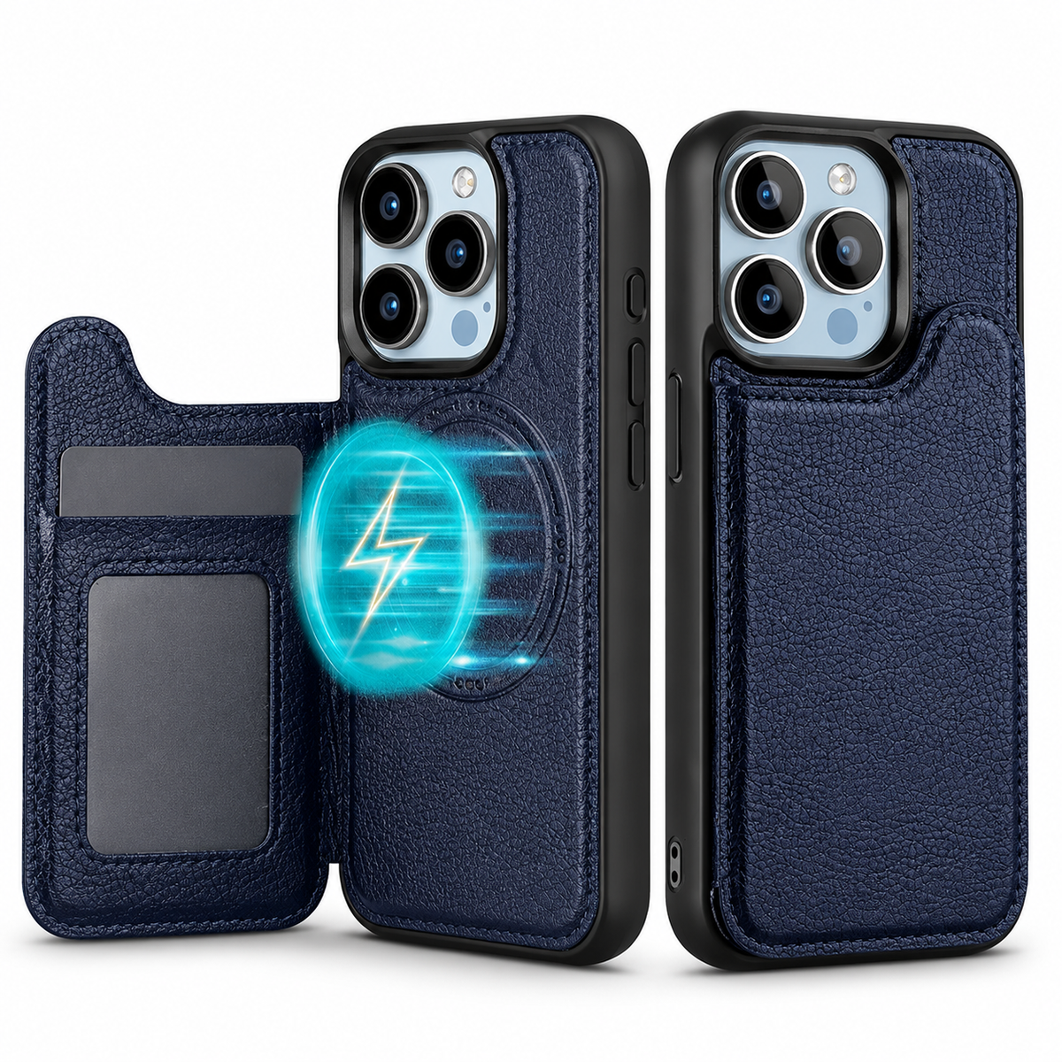 Premium iPhone Case MagSafe Magnetic Flip Wallet Leather Card Holder Shockproof Protective Cover Anti Fingerprint Full Access Slim Design