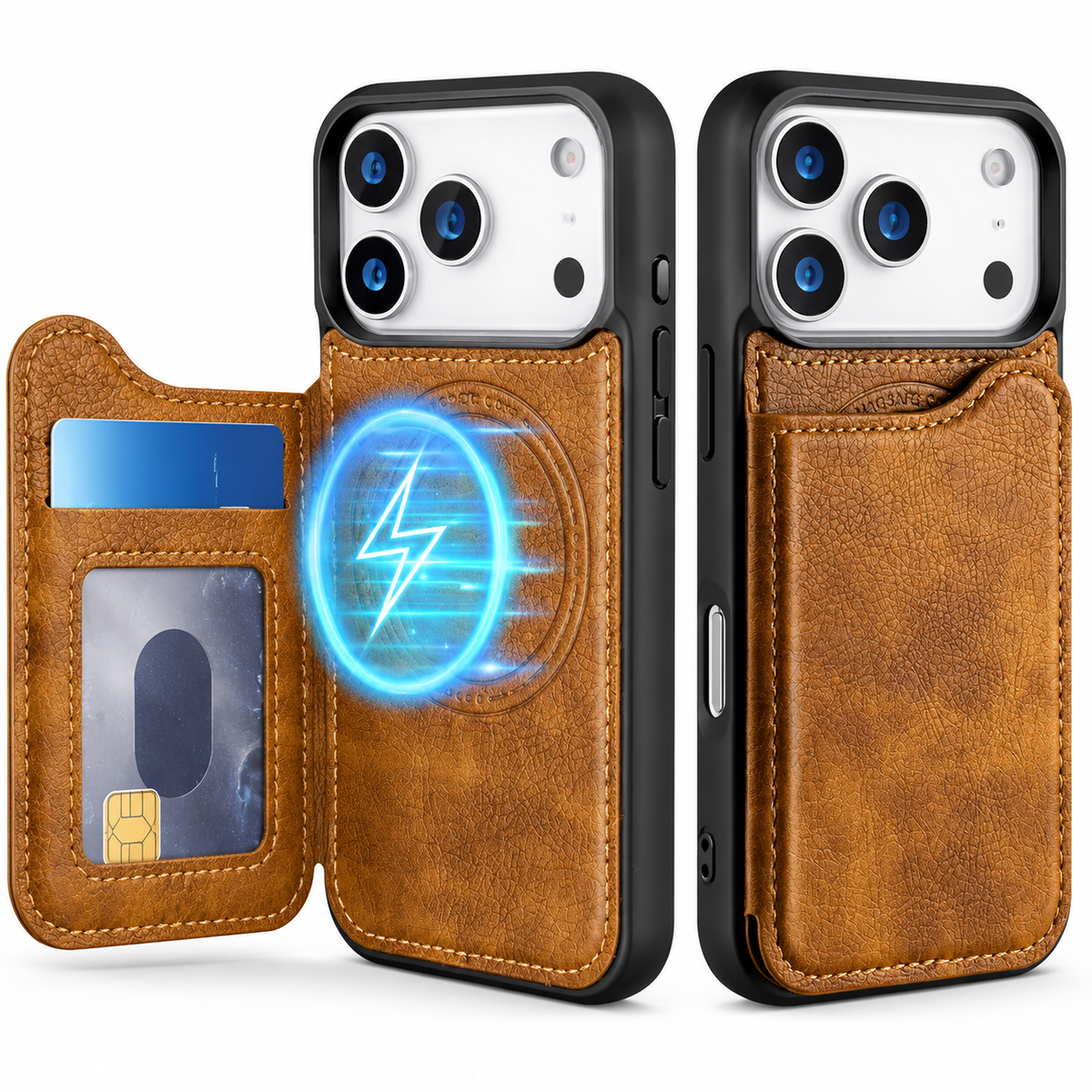 Premium iPhone Case MagSafe Magnetic Flip Wallet Leather Card Holder Shockproof Protective Cover Anti Fingerprint Full Access Slim Design