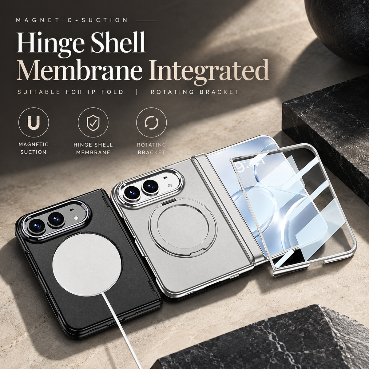 Premium iPhone Case MagSafe Magnetic Folding Stand Shockproof Durable Slim Protective Non Slip Tough Phone Cover with Hands Free Viewing Support
