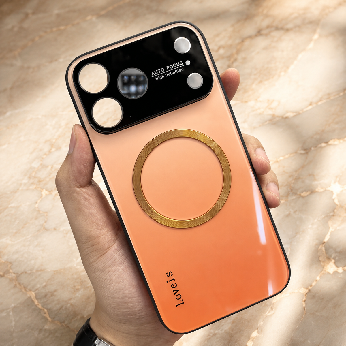 Premium iPhone Case MagSafe Magnetic Gradient Large Window Shockproof PC TPU Acrylic Protective Cover Anti Scratch Reflective Glitter Soft Case