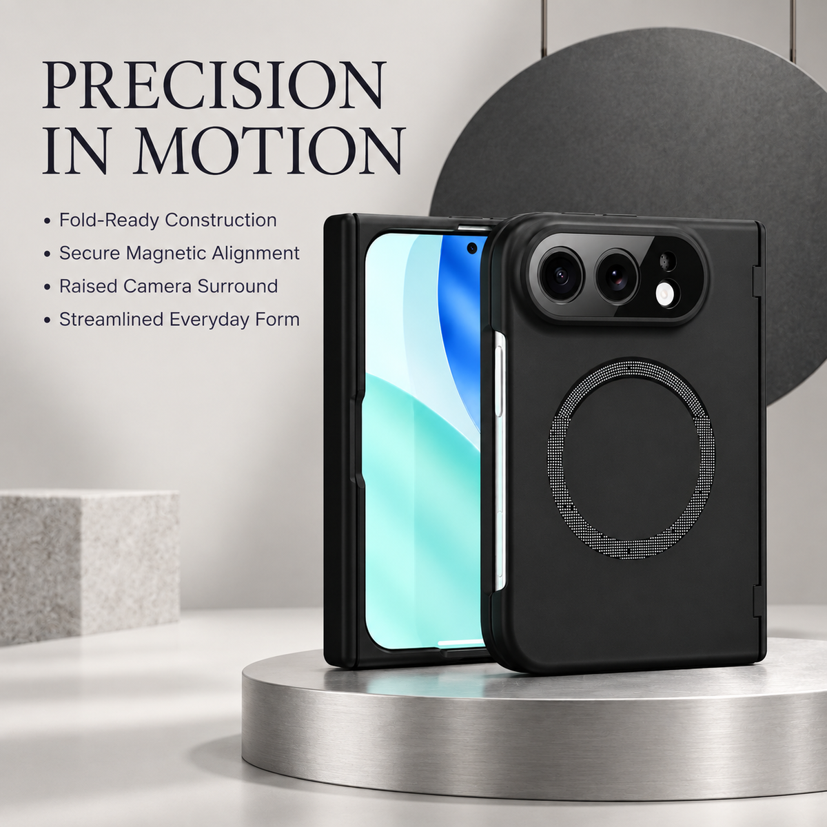 Premium iPhone Case MagSafe Magnetic Hard PC Foldable Cover Spring Hinge Guard Tempered Glass Shockproof Anti Drop Slim Durable Full Protection Phone Case