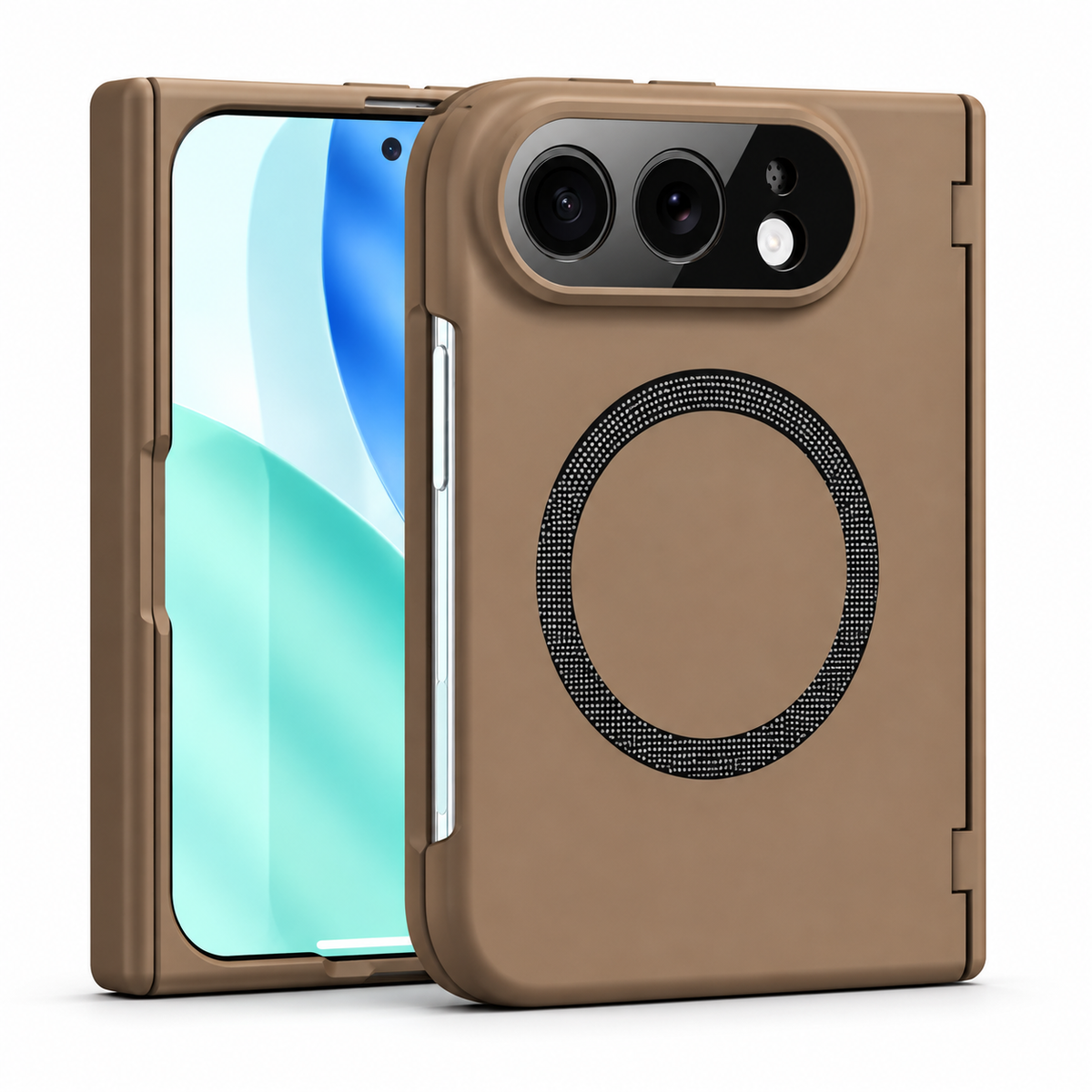 Premium iPhone Case MagSafe Magnetic Hard PC Foldable Cover Spring Hinge Guard Tempered Glass Shockproof Anti Drop Slim Durable Full Protection Phone Case