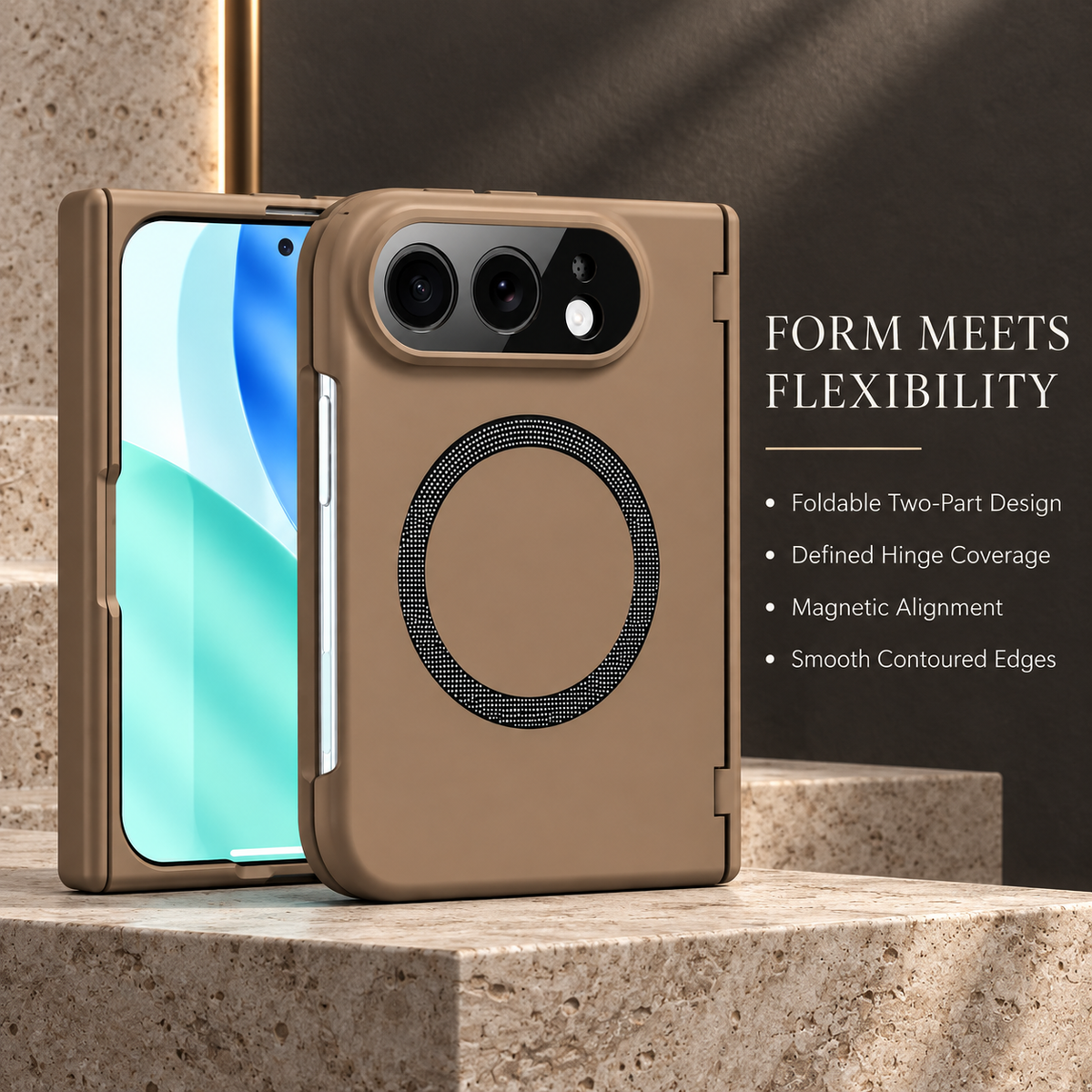 Premium iPhone Case MagSafe Magnetic Hard PC Foldable Cover Spring Hinge Guard Tempered Glass Shockproof Anti Drop Slim Durable Full Protection Phone Case