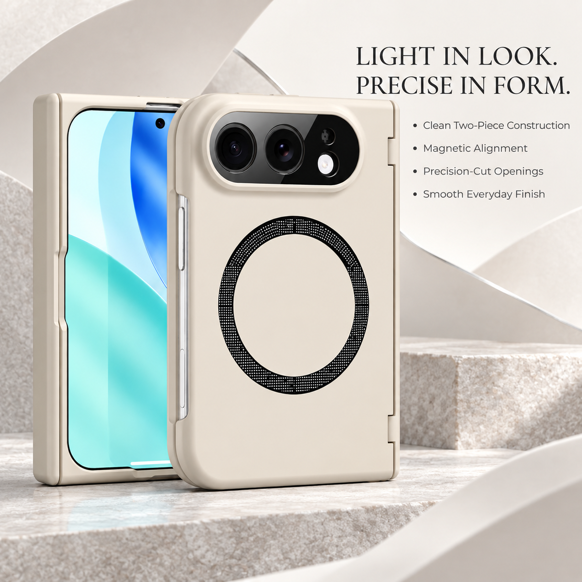 Premium iPhone Case MagSafe Magnetic Hard PC Foldable Cover Spring Hinge Guard Tempered Glass Shockproof Anti Drop Slim Durable Full Protection Phone Case