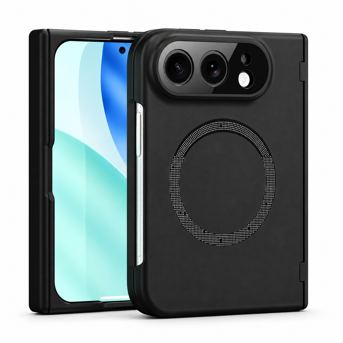 Premium iPhone Case MagSafe Magnetic Hard PC Foldable Cover Spring Hinge Guard Tempered Glass Shockproof Anti Drop Slim Durable Full Protection Phone Case