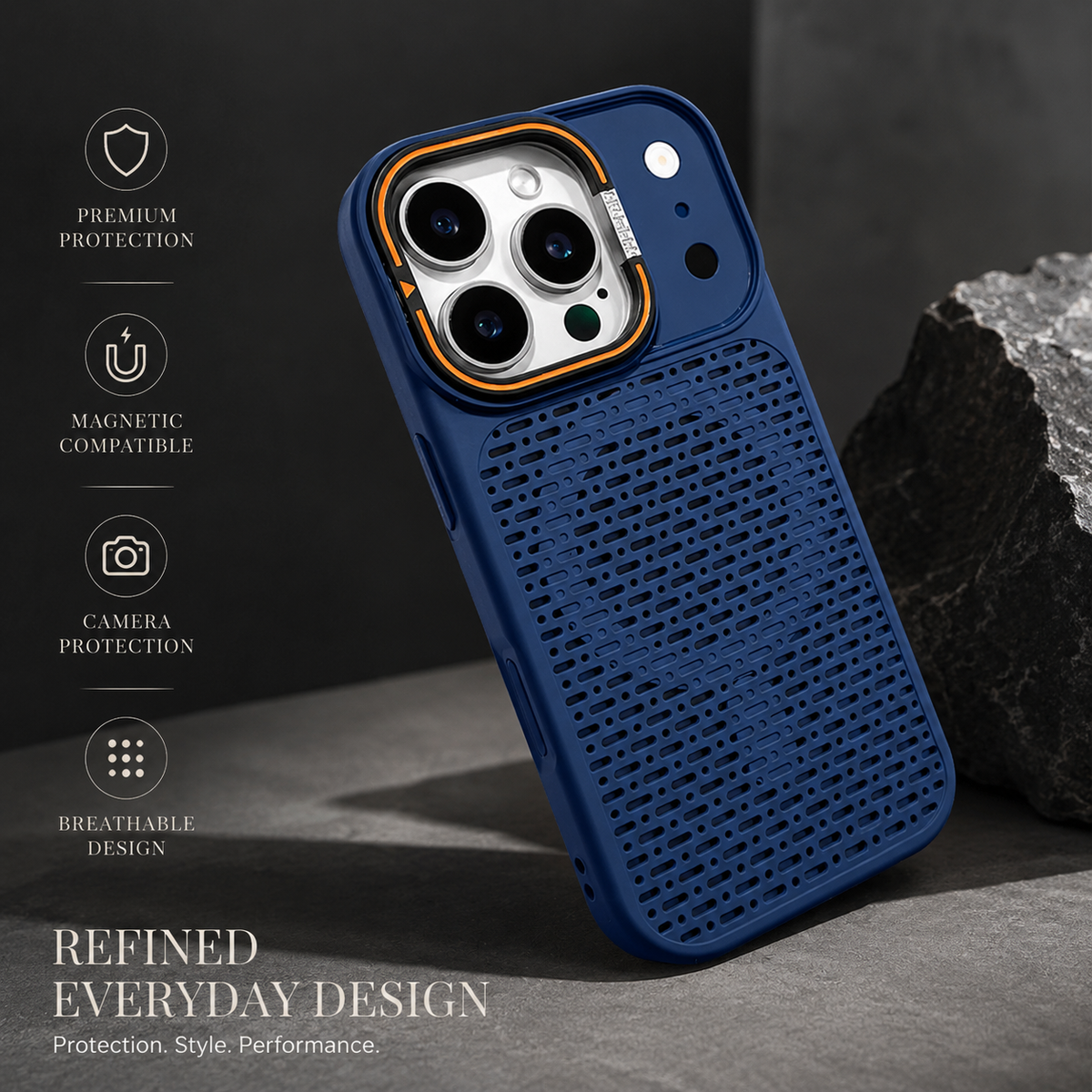 Premium iPhone Case MagSafe Magnetic Heat Dissipation Shockproof Acrylic Protective Cover Built In Holder Kickstand Slim Cooling Bumper Hard Back Case