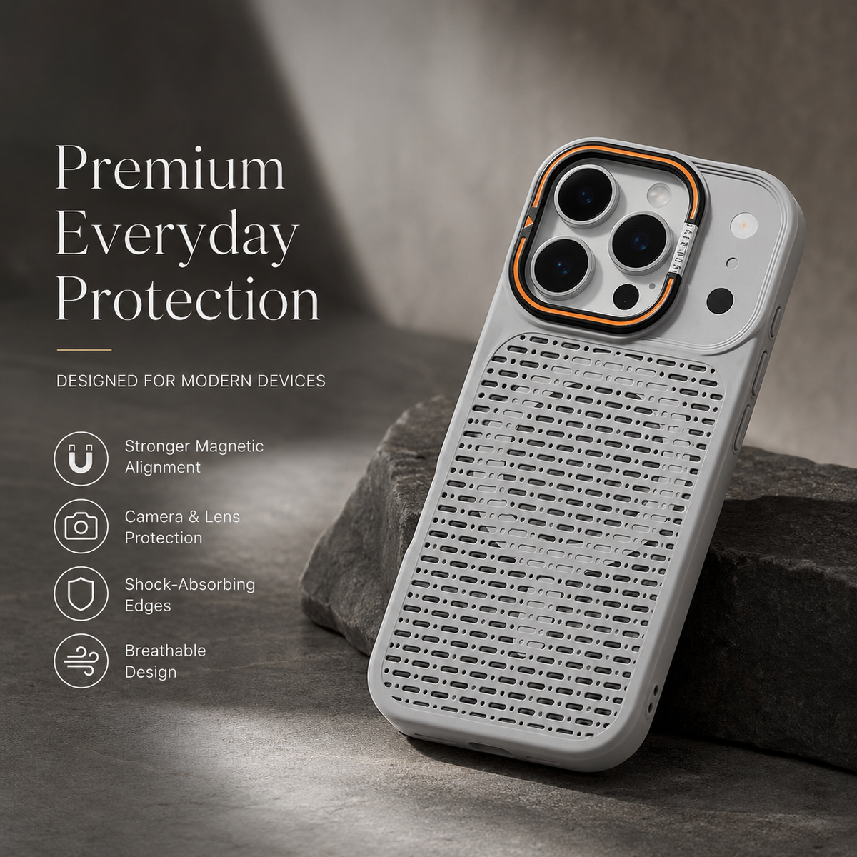 Premium iPhone Case MagSafe Magnetic Heat Dissipation Shockproof Acrylic Protective Cover Built In Holder Kickstand Slim Cooling Bumper Hard Back Case