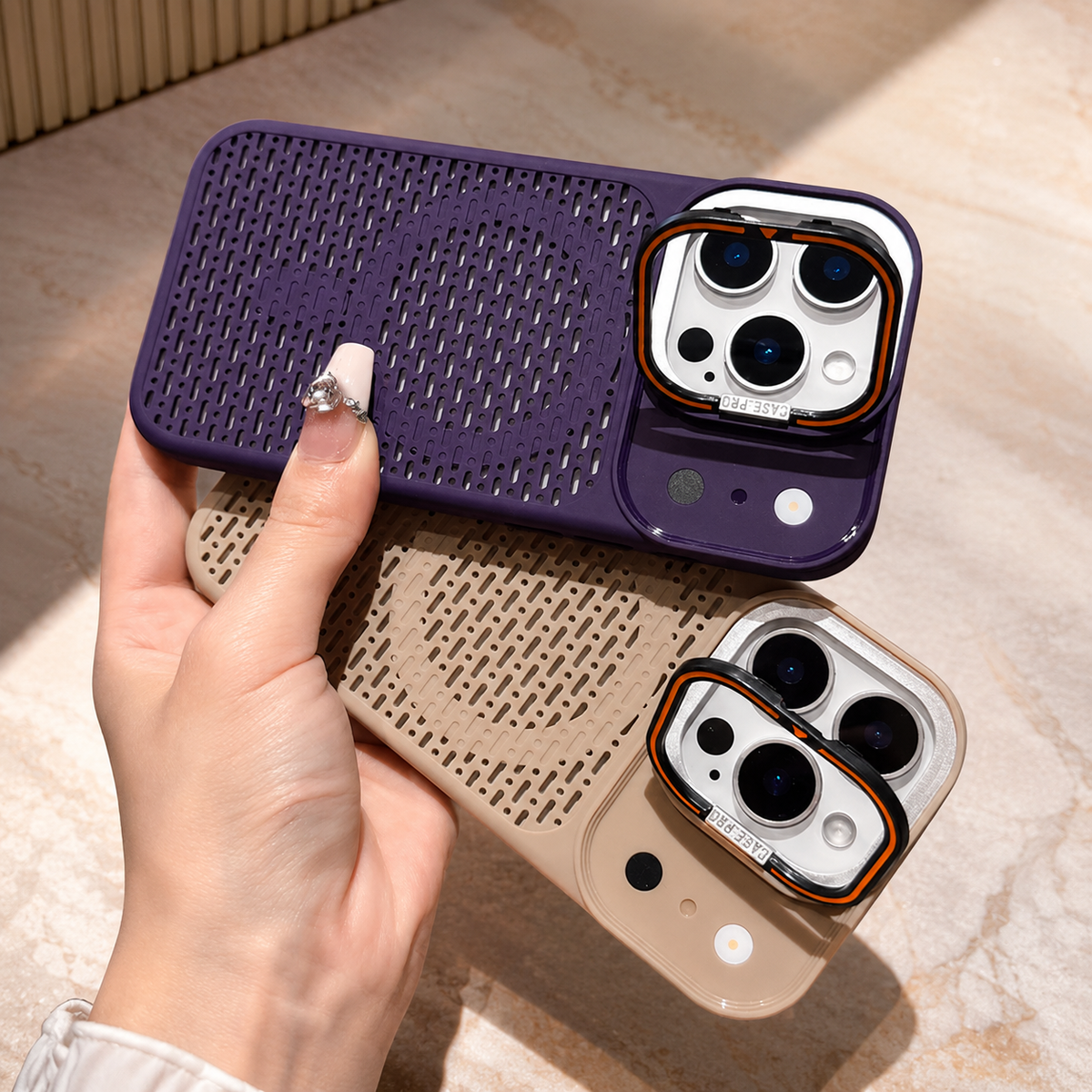 Premium iPhone Case MagSafe Magnetic Heat Dissipation Shockproof Acrylic Protective Cover Built In Holder Kickstand Slim Cooling Bumper Hard Back Case
