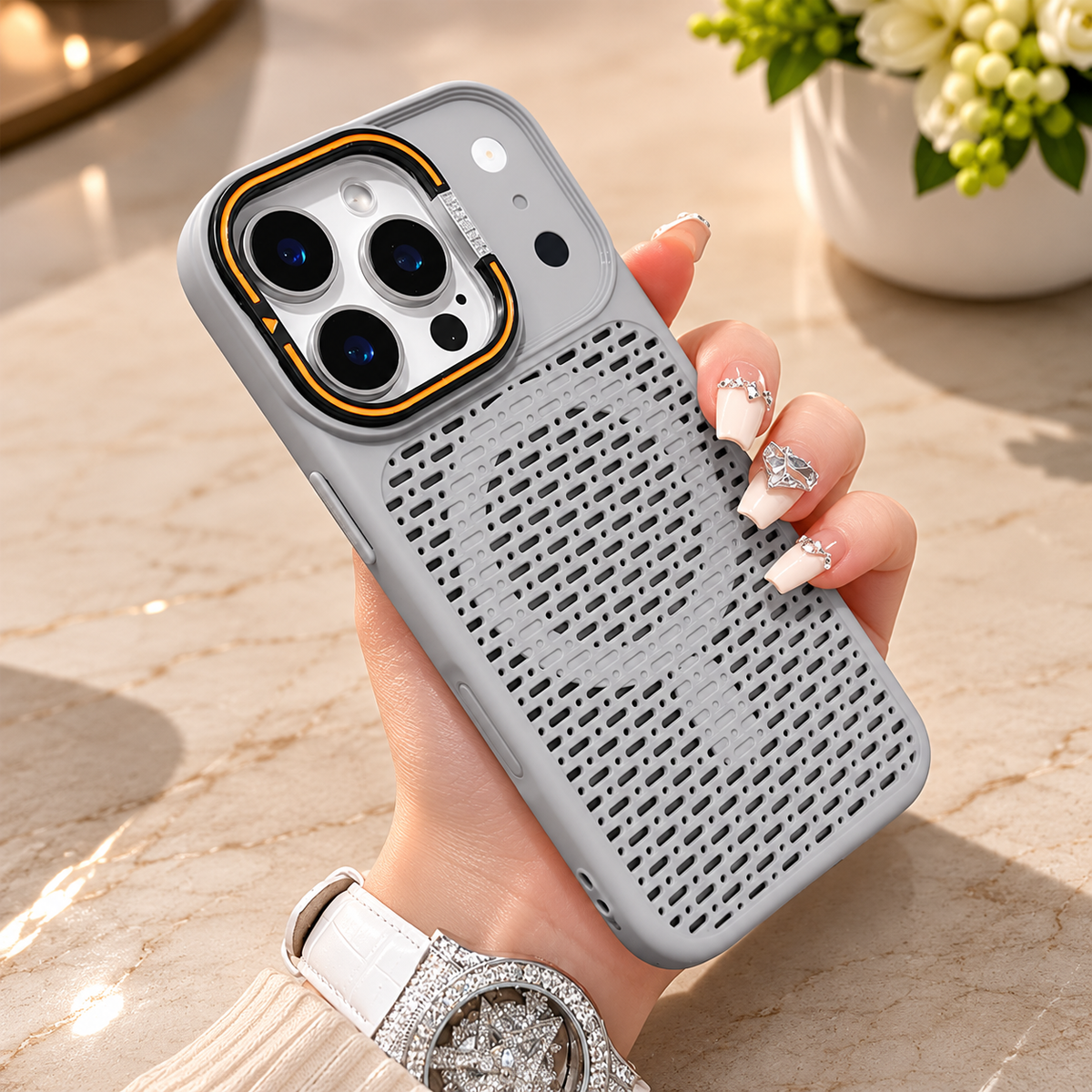 Premium iPhone Case MagSafe Magnetic Heat Dissipation Shockproof Acrylic Protective Cover Built In Holder Kickstand Slim Cooling Bumper Hard Back Case