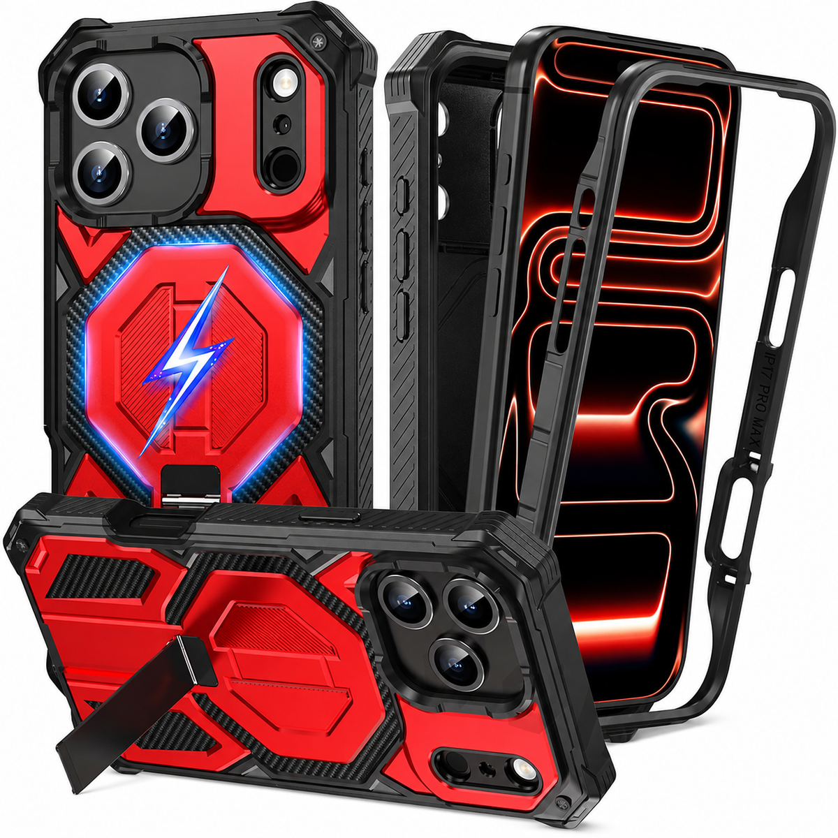 Premium iPhone Case MagSafe Magnetic Heavy Duty Shockproof Protective Cover Dual Layer Ring Lanyard Anti Scratch Non Slip Full Coverage Armor Case