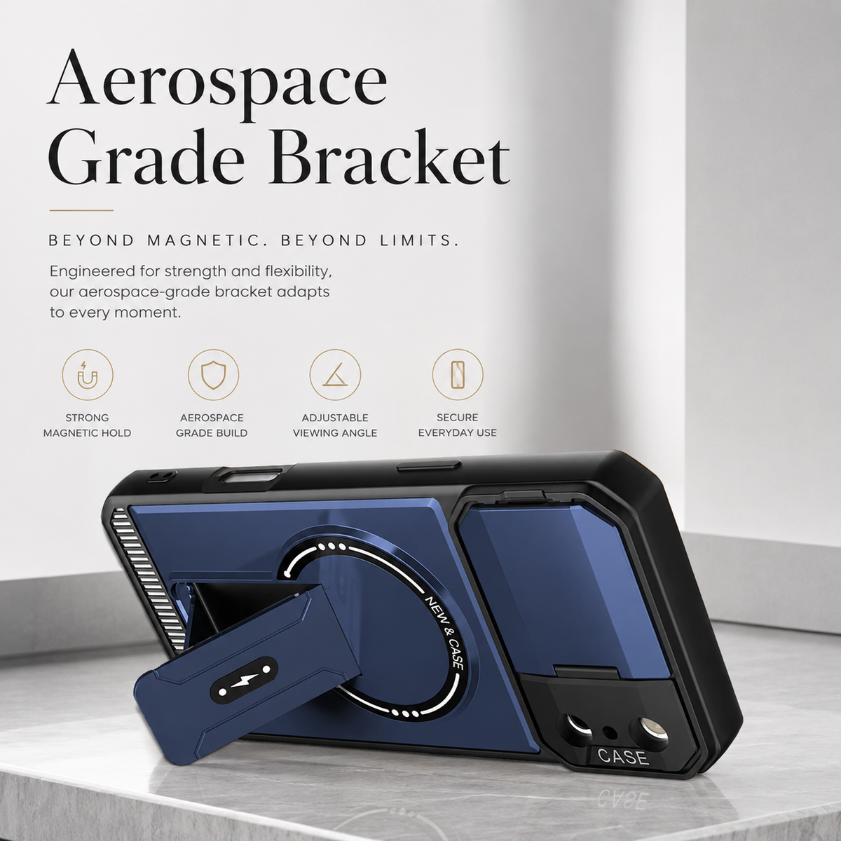 Premium iPhone Case MagSafe Magnetic Kickstand Carbon Fiber Leather Protective Cover Camera Lens Protection Shockproof Slim Non Slip Stand Holder Case