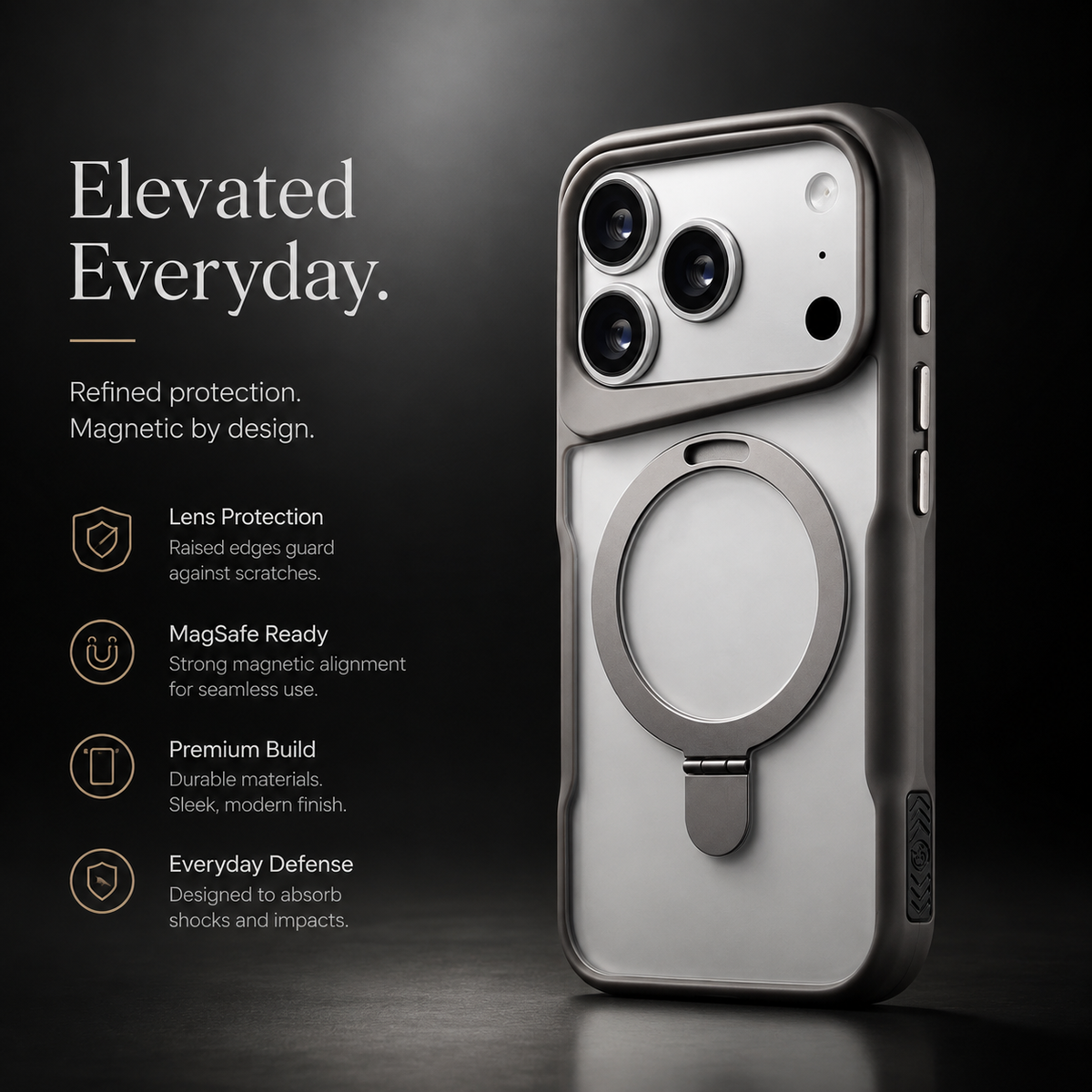 Premium iPhone Case MagSafe Magnetic Metal Ring Stand Shockproof Bumper Matte Translucent Protective Cover Anti Scratch Non Slip Slim Rugged Case