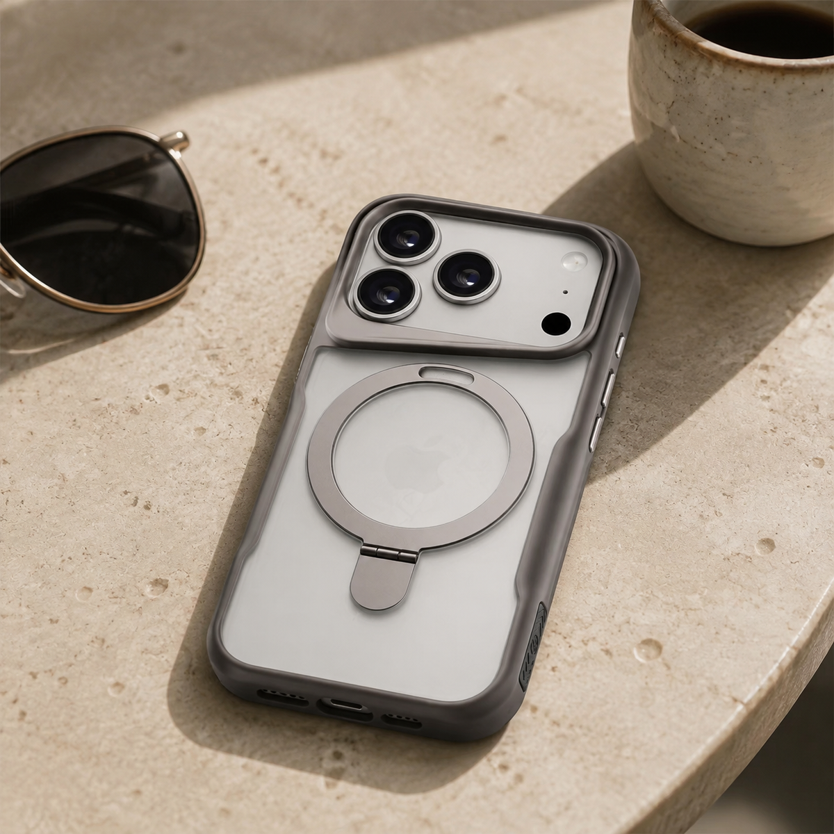 Premium iPhone Case MagSafe Magnetic Metal Ring Stand Shockproof Bumper Matte Translucent Protective Cover Anti Scratch Non Slip Slim Rugged Case