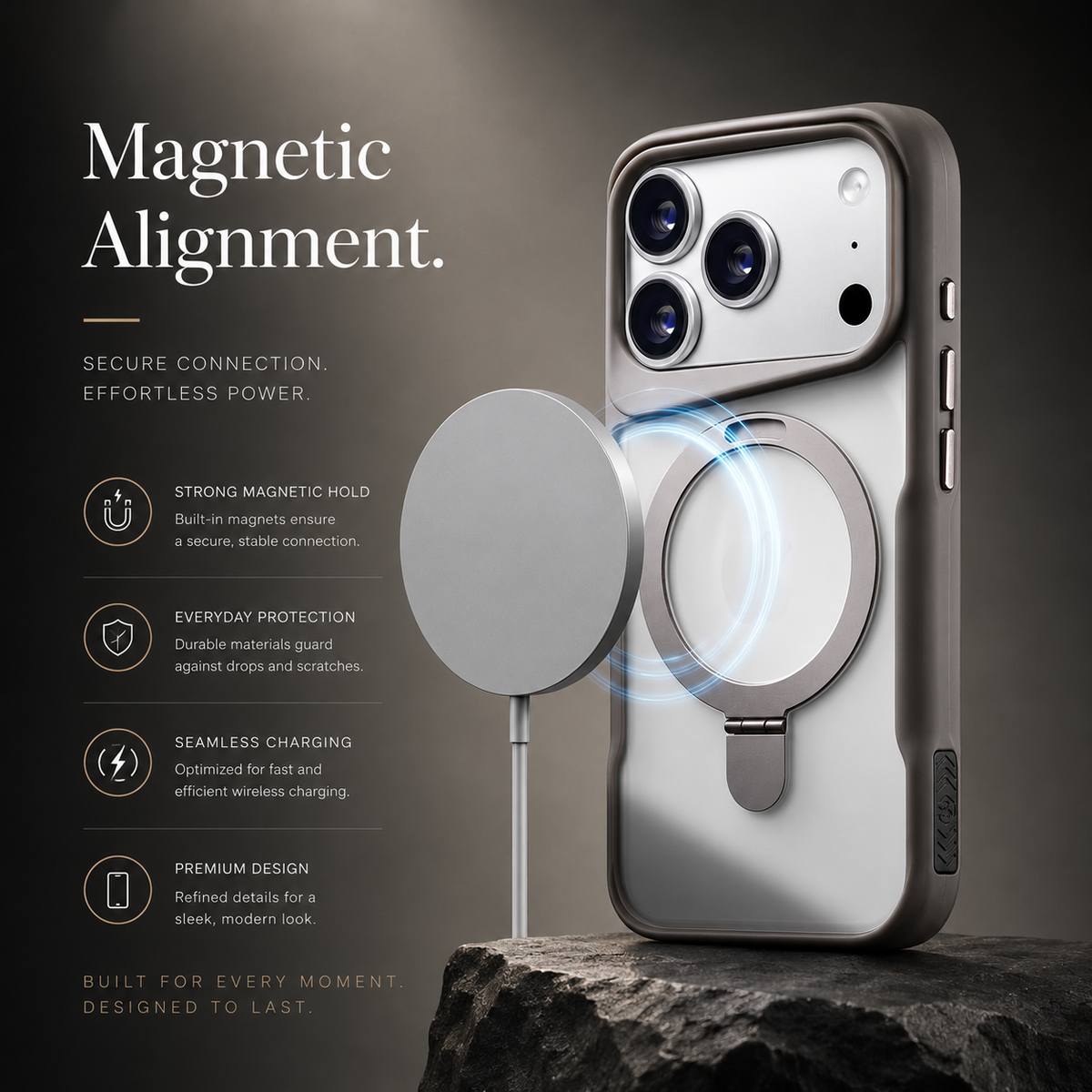 Premium iPhone Case MagSafe Magnetic Metal Ring Stand Shockproof Bumper Matte Translucent Protective Cover Anti Scratch Non Slip Slim Rugged Case