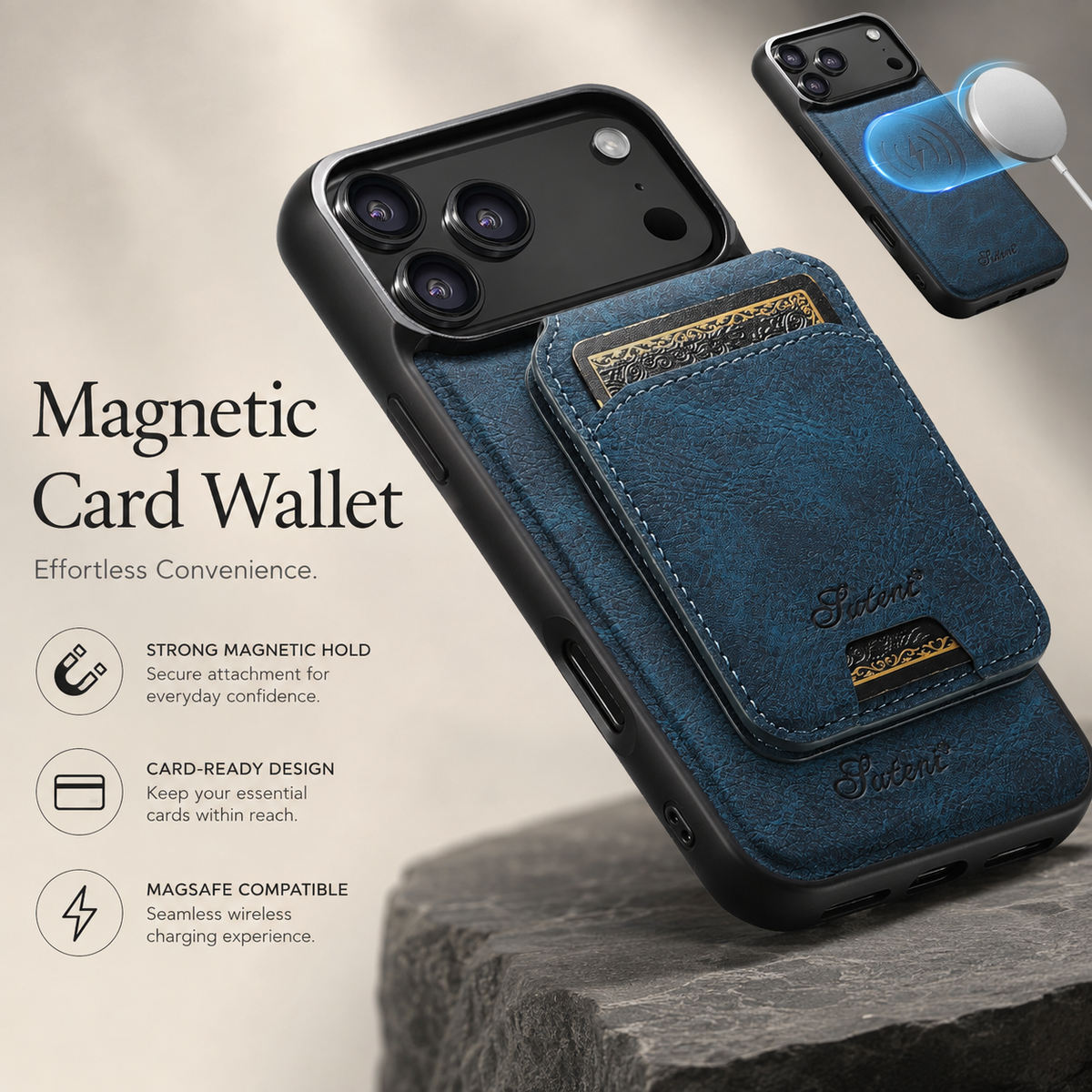 Premium iPhone Case MagSafe Magnetic PU Leather Wallet Card Holder Stand Wireless Charging Protective Cover Slim Non Slip Shockproof Business Case