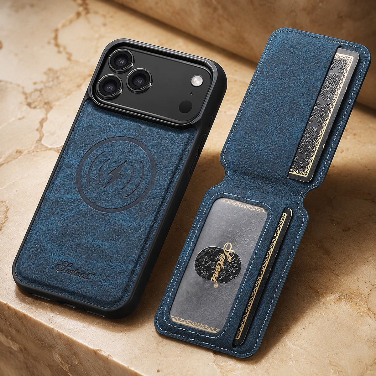 Premium iPhone Case MagSafe Magnetic PU Leather Wallet Card Holder Stand Wireless Charging Protective Cover Slim Non Slip Shockproof Business Case