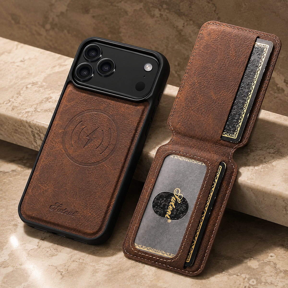 Premium iPhone Case MagSafe Magnetic PU Leather Wallet Card Holder Stand Wireless Charging Protective Cover Slim Non Slip Shockproof Business Case