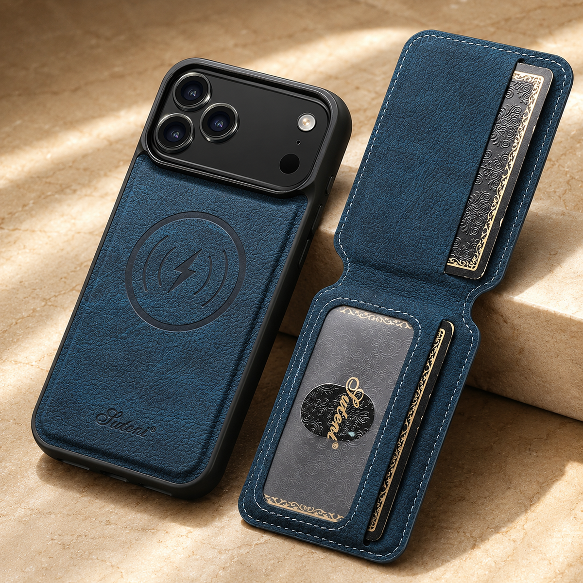 Premium iPhone Case MagSafe Magnetic PU Leather Wallet Card Holder Stand Wireless Charging Protective Cover Slim Non Slip Shockproof Business Case