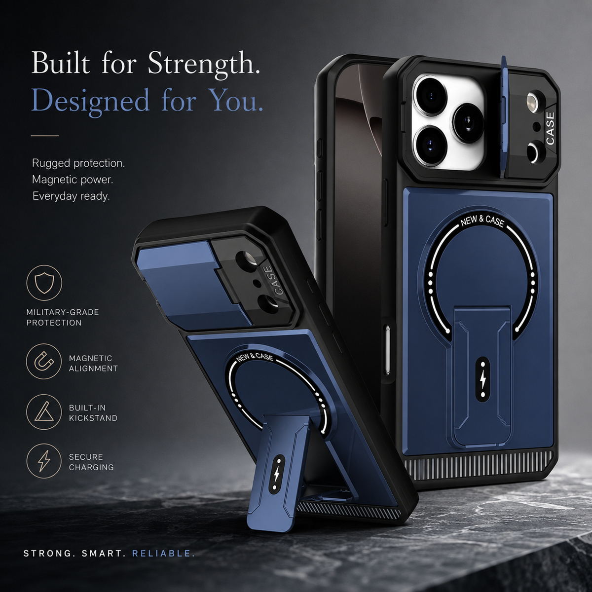 Premium iPhone Case MagSafe Magnetic Shockproof Armor Protective Cover PC Kickstand Bracket Anti Scratch Non Slip Slim Rugged Reinforced Bumper Case