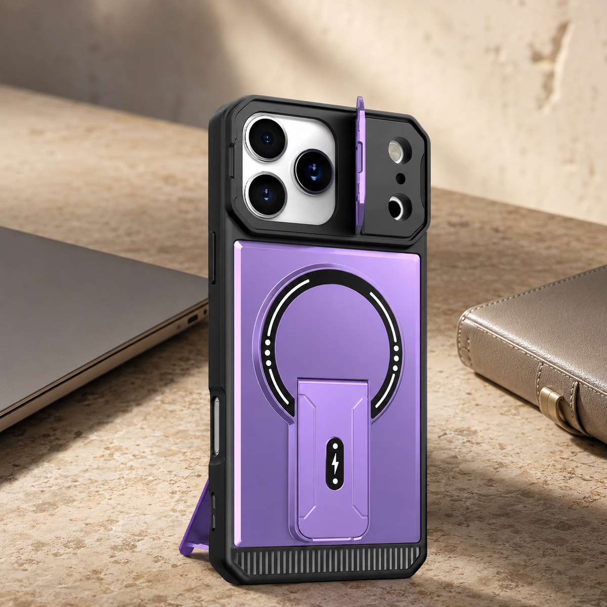Premium iPhone Case MagSafe Magnetic Shockproof Armor Protective Cover PC Kickstand Bracket Anti Scratch Non Slip Slim Rugged Reinforced Bumper Case