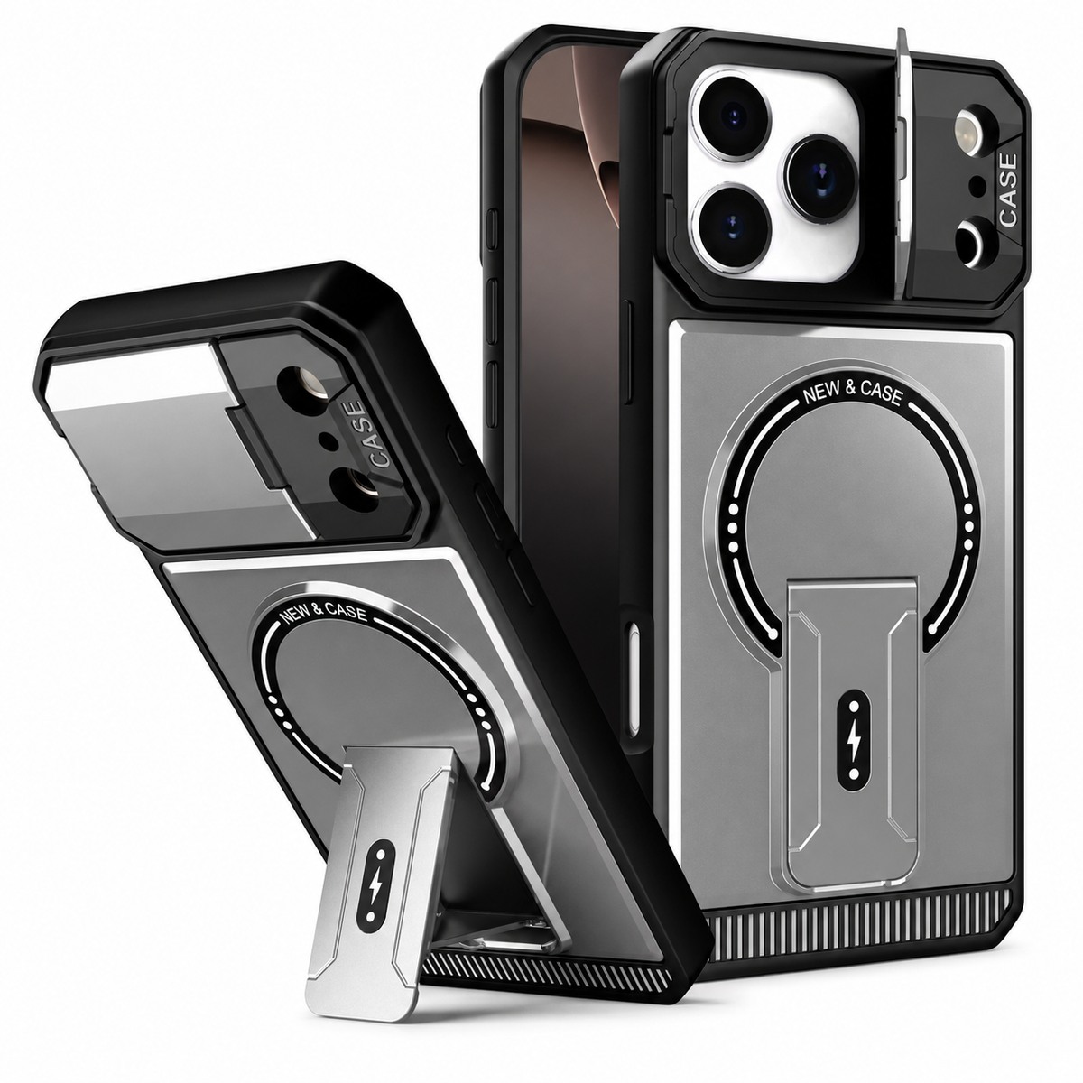 Premium iPhone Case MagSafe Magnetic Shockproof Armor Protective Cover PC Kickstand Bracket Anti Scratch Non Slip Slim Rugged Reinforced Bumper Case