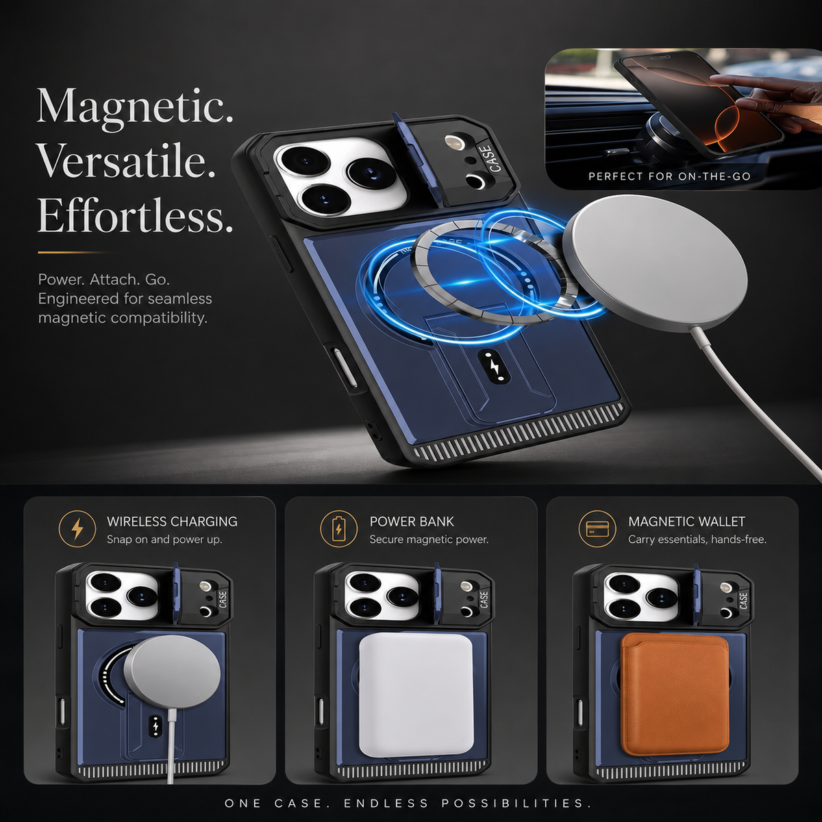 Premium iPhone Case MagSafe Magnetic Shockproof Armor Protective Cover PC Kickstand Bracket Anti Scratch Non Slip Slim Rugged Reinforced Bumper Case