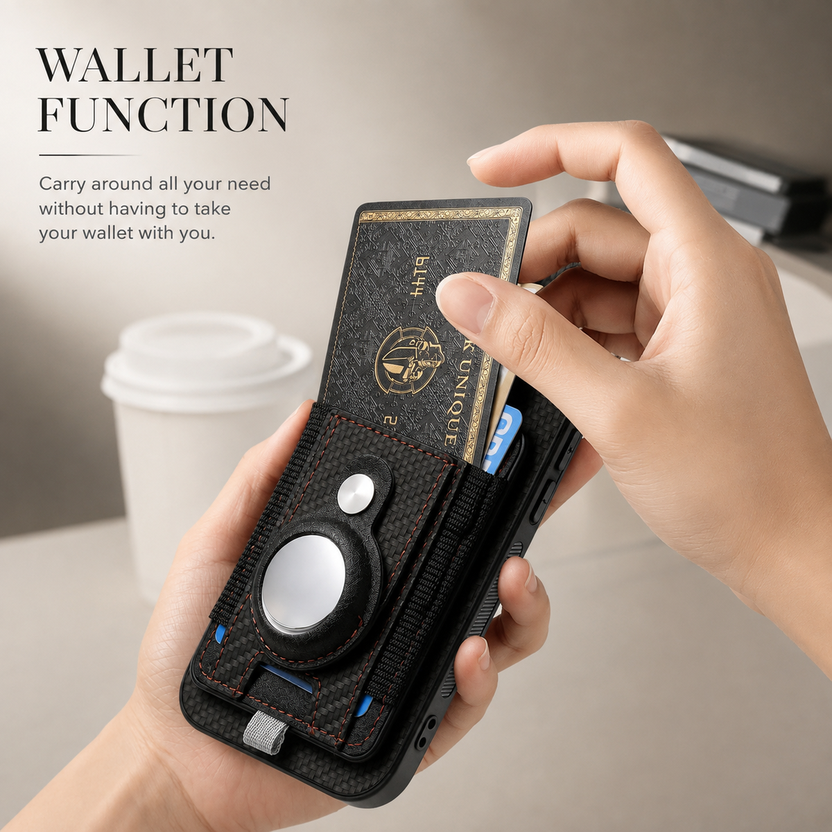 Premium iPhone Case MagSafe Magnetic Wallet Cover AirTag Card Holder Shockproof Anti Scratch Non-Slip PC + TPU Protective Wireless Charging Slim Design