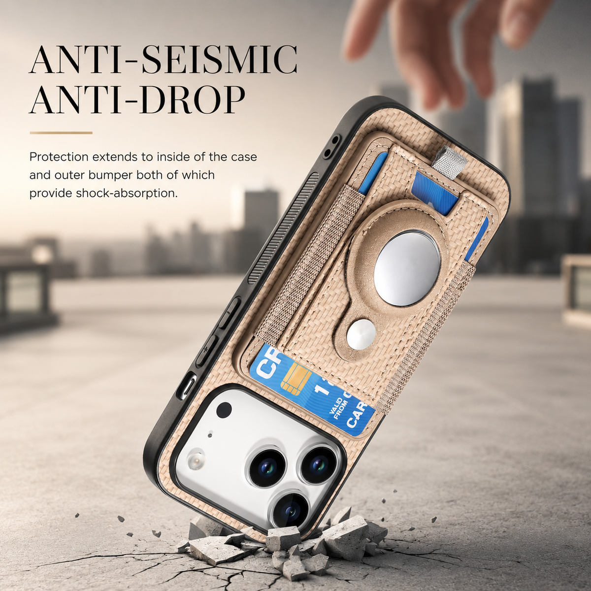 Premium iPhone Case MagSafe Magnetic Wallet Cover AirTag Card Holder Shockproof Anti Scratch Non-Slip PC + TPU Protective Wireless Charging Slim Design