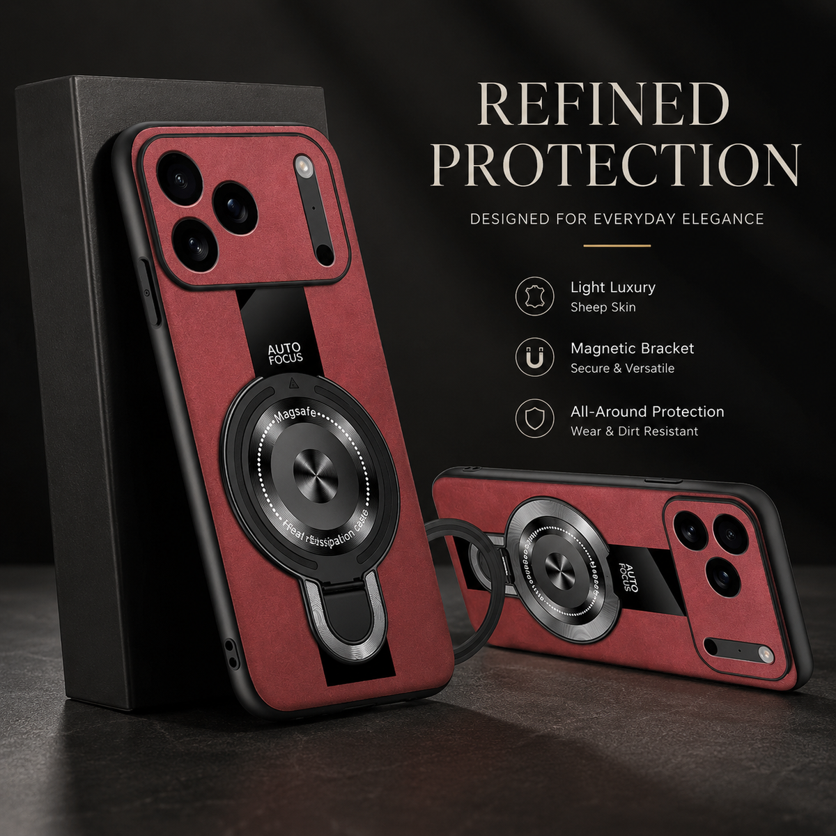 Premium iPhone Case MagSafe Matte Fiber Magnetic Ring Stand Shockproof Protective Cover PC TPU Silicone Anti Scratch Non Slip Slim Full Coverage Cases