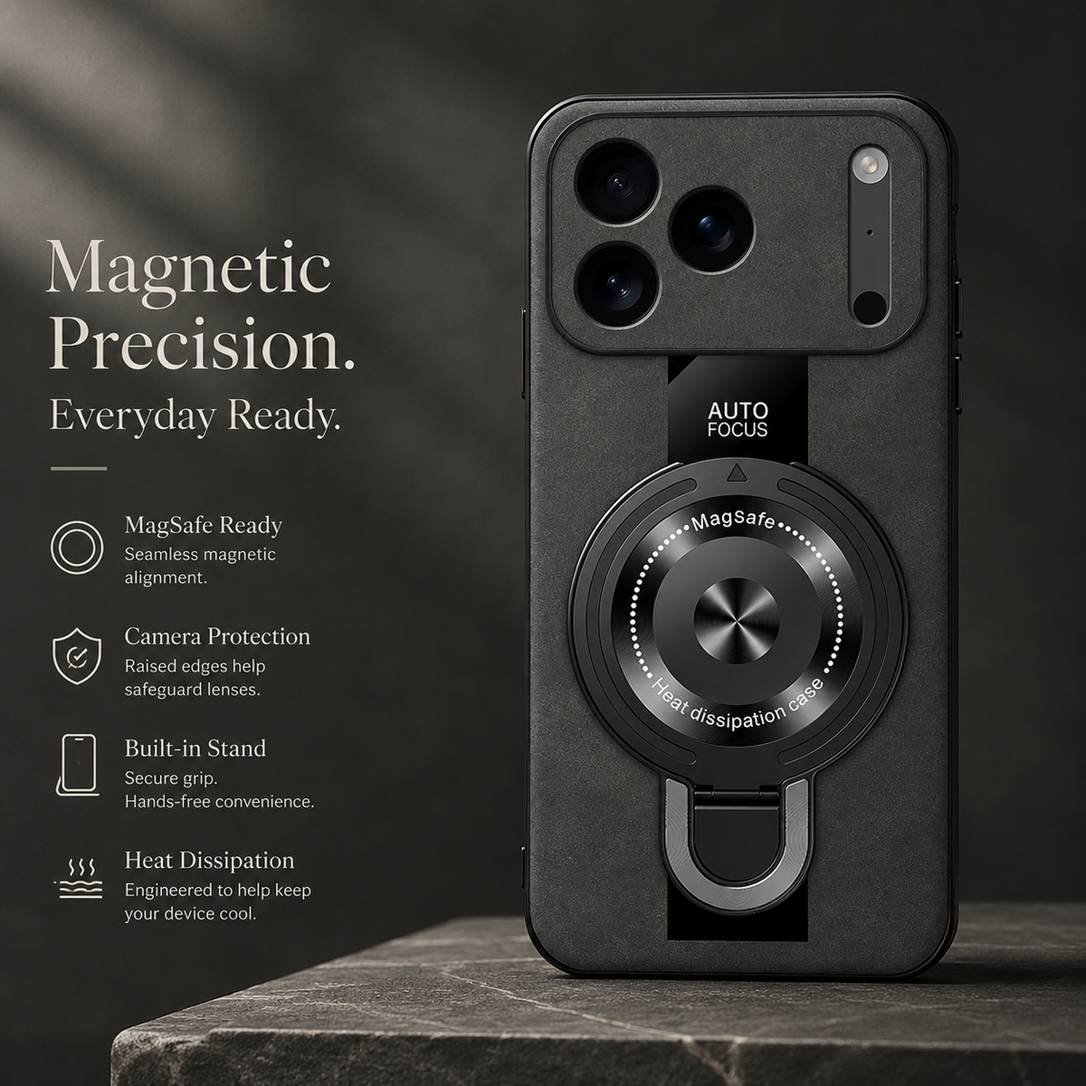 Premium iPhone Case MagSafe Matte Fiber Magnetic Ring Stand Shockproof Protective Cover PC TPU Silicone Anti Scratch Non Slip Slim Full Coverage Cases