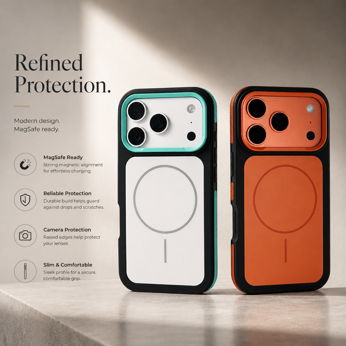 Premium iPhone Case MagSafe Matte Frosted Magnetic Shockproof Protective Cover PC Armor Anti Scratch Non Slip Slim Contrast Color Full Coverage Design